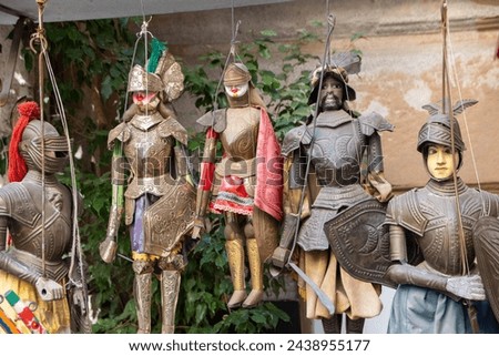 At Palermo, Italy, On october 2023, handcrafted sicilian puppets Royalty-Free Stock Photo #2438955177
