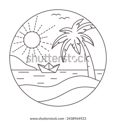 outline vector illustration of summer beach 