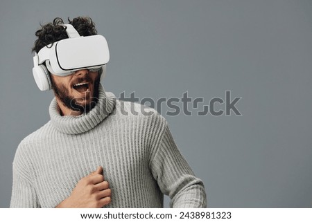 Innovation man tech digital modern entertainment virtual technology reality vr headset