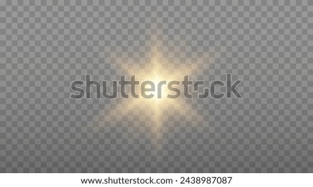 Vector sun with rays and glow on transparent like background. Includes clipping mask. Vector yellow sun with light effects. Sun rays