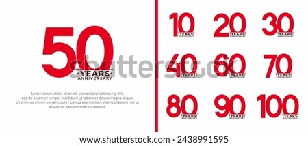 set of anniversary logo style red and black color on white background for special moment