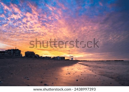 Amazing sunset on the Adriatic sea, Rimini, Italy