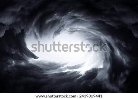 Blurred Whirlwind in the Dramatic Stormy Clouds Royalty-Free Stock Photo #2439009441