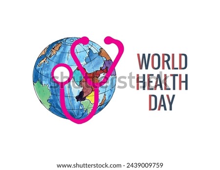 World health day concept with dna and globe inside a heart,
World health day illustration in paper style,Gradient world health day background.