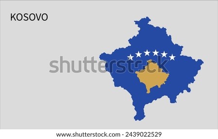Kosovo map, Map of Kosovo with flag, Perfect for Business concepts, Vector, isolated simplified, illustration icon backgrounds, backdrop, chart, label, sticker, banner. Worldwide 🌎 
