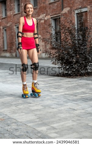 Woman spending time outside with rollerblades