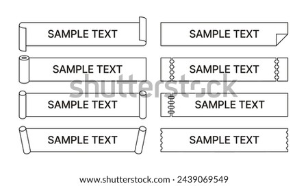 Illustration set of banners, labels, ribbons, paper, decorations, scrolls, flags, frames, etc. Design template source.