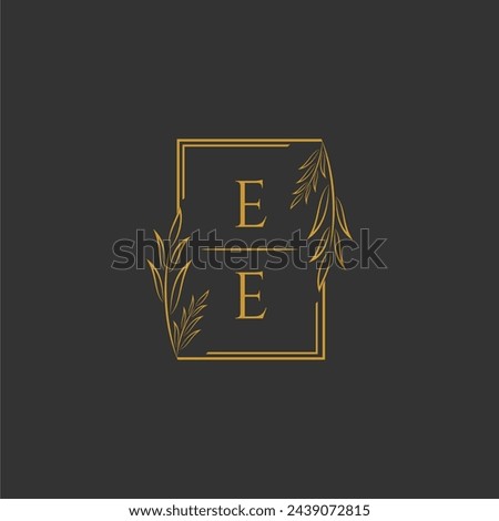 EE initial monogram wedding with creative square line