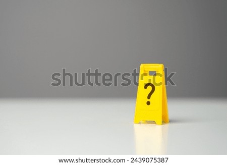 Warning sign with question mark. Answers on questions. FAQ. Unknown danger, risk warning. Search for answers, clarity, and understanding. Solving mysteries, uncovering hidden truths. Find solutions. Royalty-Free Stock Photo #2439075387