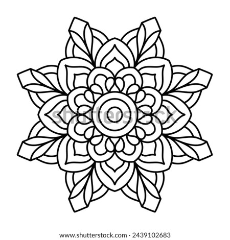 simple and easy floral shape mandala art for coloring book
