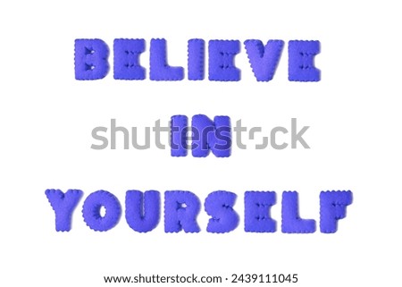 Encouragement 3D typography in true blue color on white background
