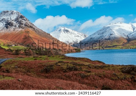 The snow covered mountains of Wasdale Head from thethe road from Nether Wasdale Royalty-Free Stock Photo #2439116427