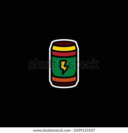 Original vector illustration. The icon of an energy drink in an aluminum jar. Hand drawn, not AI