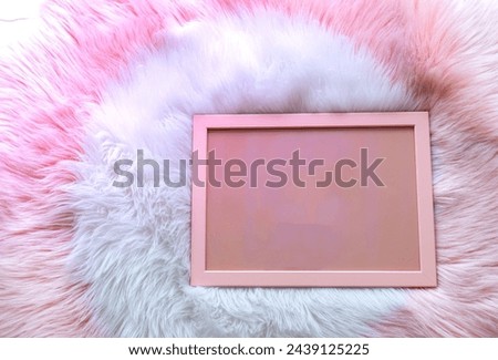 picture frame, pink photo frame, Photo frame on  pink and white carpet background, Empty space on photo frame.
