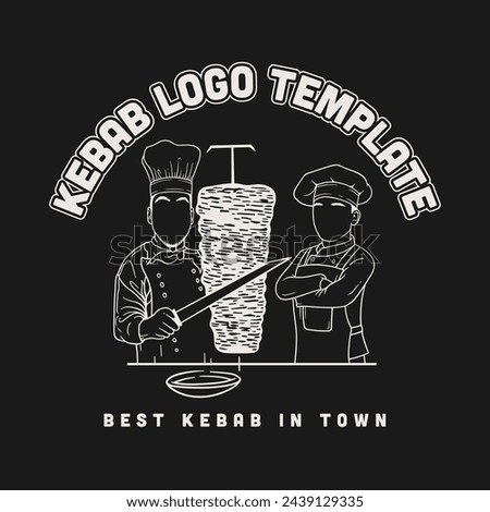 A logo template for a kebab shop with two chefs cutting meat from a rotisserie.