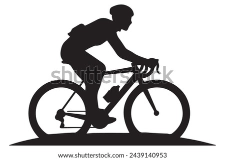 Male bicyclist riding a bicycle vector silhouette isolated on white background Royalty-Free Stock Photo #2439140953