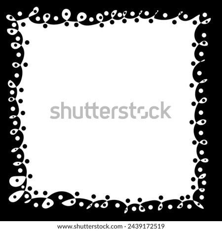 Original black abstract frame drawn in doodle style on a white background