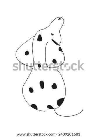 Outline illustration vector image of dalmatian dog.
Hand drawn artwork of a dalmatian dog logo.
Simple cute original logo.
Hand drawn vector illustration for posters.
