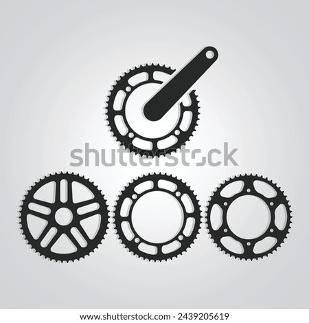 Bicycle Parts Gear, Vintage cycle Parts, unique icon with a silver background. Vector illustration