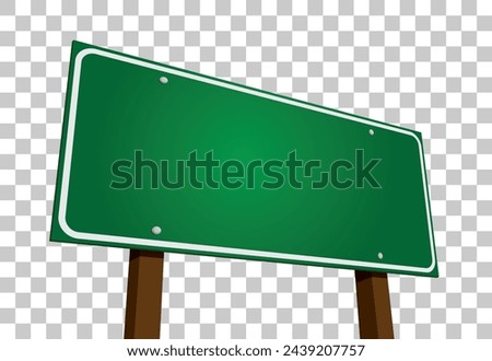 Blank Green Road Sign Vector Illustration on A Transparent Background.