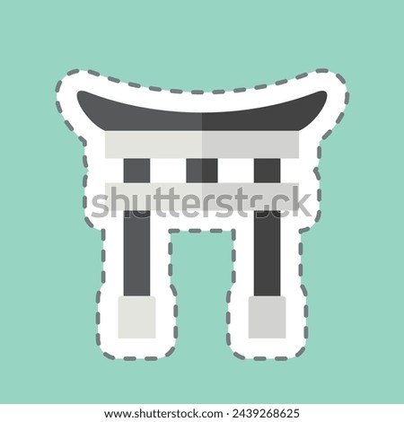 Sticker line cut Tori Gate. related to Japan symbol. simple design illustration.