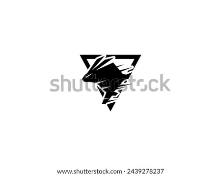 Running Rabbit logo design with triangle that means speed and power Royalty-Free Stock Photo #2439278237