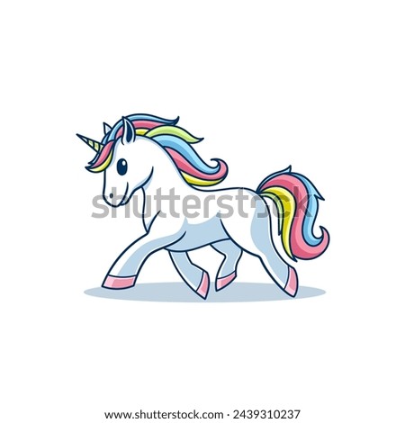 Colorful Unicorn Cute Cartoon Vector