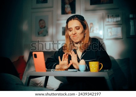 
Woman Skipping Breakfast Refusing to Eat in Bed. Girl choosing intermittent fasting refusing early meal
 Royalty-Free Stock Photo #2439342197