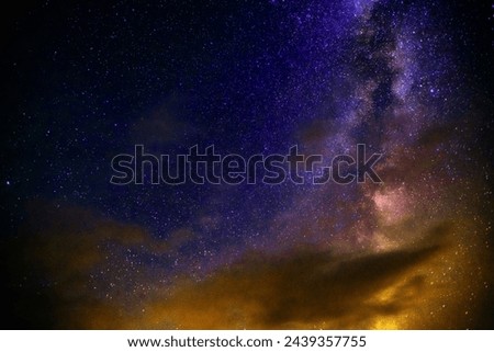 orange dramatic galaxy night panorama from the moon universe space on night sky background