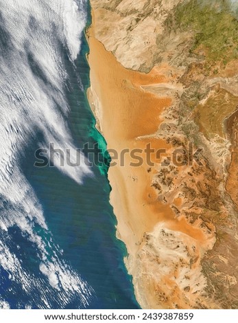 Hydrogen sulphide eruption along the coast of Namibia. . Elements of this image furnished by NASA.