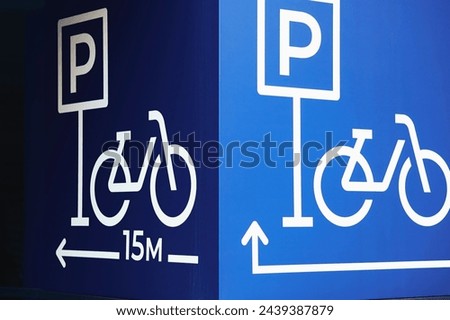 Road sign Bicycle parking after 15 meters                               