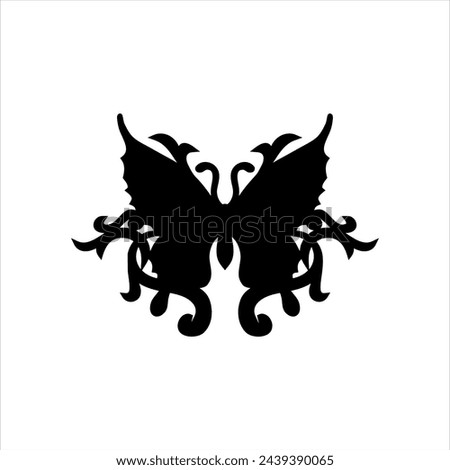Vector black silhouette of butterfly with attractive frame can be used as sticker graphic design, graphic design 