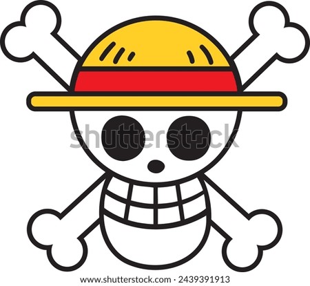 One Piece Straw hat pirates logotype. Vector anime design. Monkey D Luffy . illustration anime one piece cartoon. Vector illustration Royalty-Free Stock Photo #2439391913