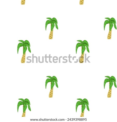 Palm tree minimalistic tropical pattern background for textile. Vector illustration of tropical plant palm background. Can used for textile, wrapping paper, poster. 