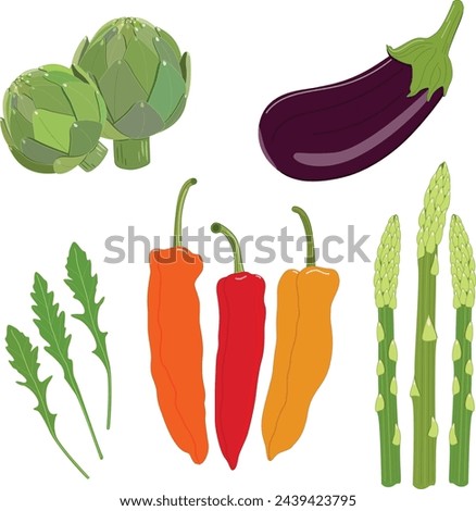 Set of vegetables vector clip art illustrations
