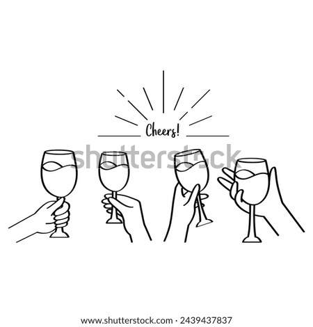 Hand Drawn Alcohol Drink And Hands Toasting Icon Set Vector Design.