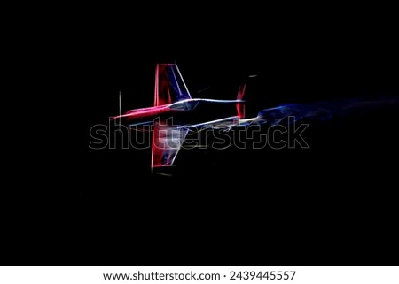 Stylized sport plane in flight. Digital work. Royalty-Free Stock Photo #2439445557