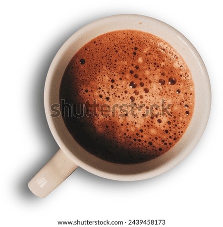 Top up view various coffee simply mug isolated on plain background.