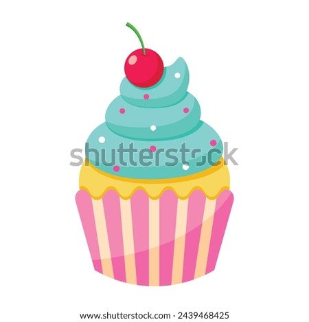 cartoon cupcake icon. vector illustration.