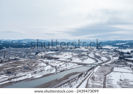 Drone photography: vast rural natural landscape covered in snow