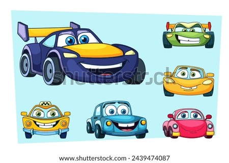 color book cars set. logo label print patch or sticker, flat simple vehicle van golf microcars collection. vector cartoon objects set.