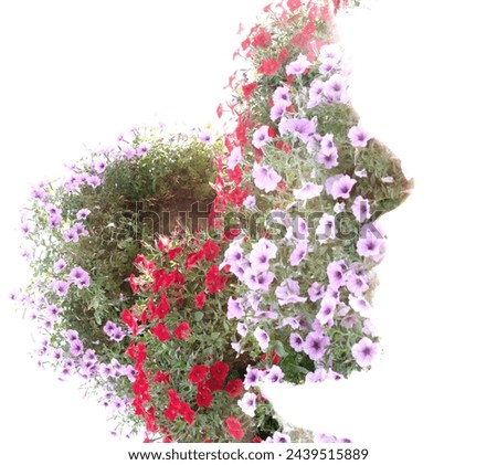 An artistic floral double exposure profile silhouette