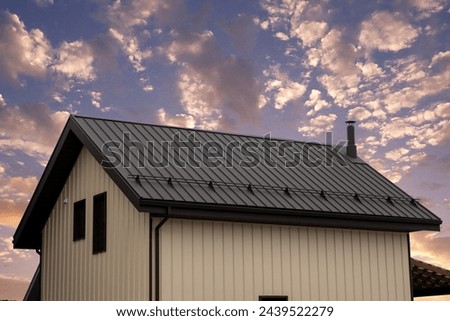 Corrugated Standing Seam Metal Roof On House Royalty-Free Stock Photo #2439522279