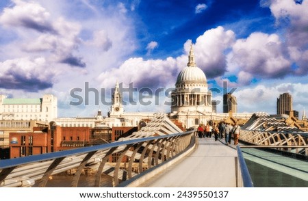 St Paul Cathedral view from the Millennium Bridge, London.