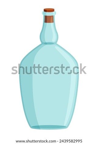 Glass bottle cartoon style icon. blank and empty wine bottle