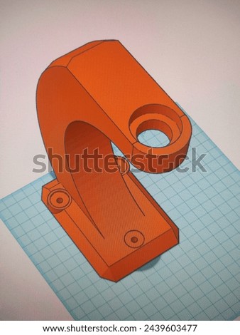Screenshot of the 3D design of a support to print with the 1.75 PLA plastic 3D printer. 3D editing software