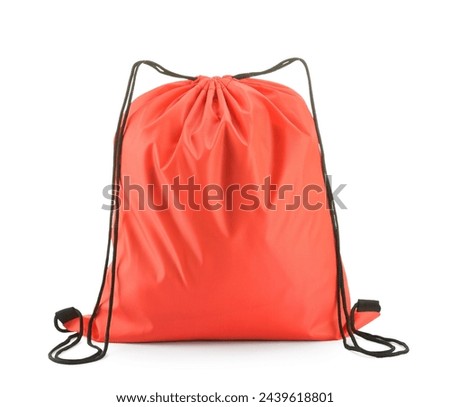 One red drawstring bag isolated on white Royalty-Free Stock Photo #2439618801
