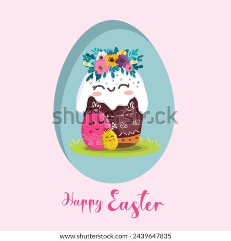 Collection of flat greeting cards for Easter holidays. Vector illustration.
