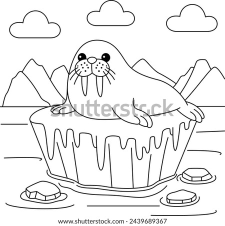 Walrus lying on the ice coloring page