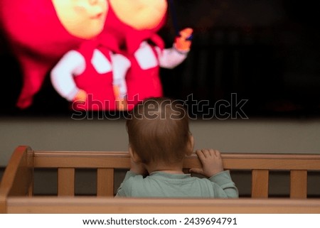 Watching cartoons as a child learning concept. TV show